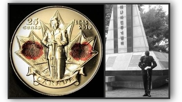 La photo d’un soldat du Canton de Melbourne figure sur la pièce de 0.25 $ émise lors du Jour du Souvenir