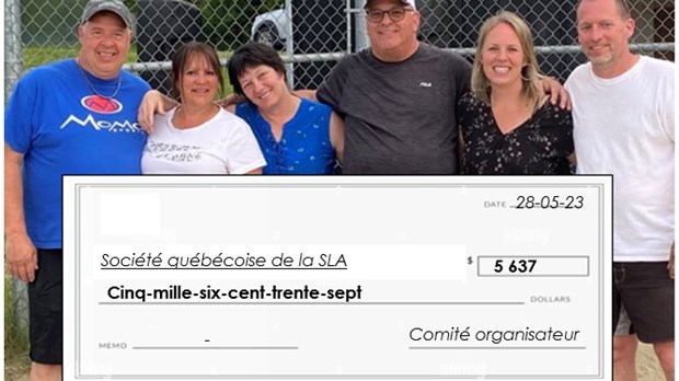 5637 $ à la société de la sclérose latérale amyotrophique du Québec